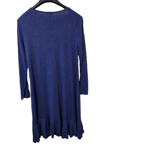 NWT Spense navy blue long-sleeve crew-neck ruffled long dress - Picture 5 of 15
